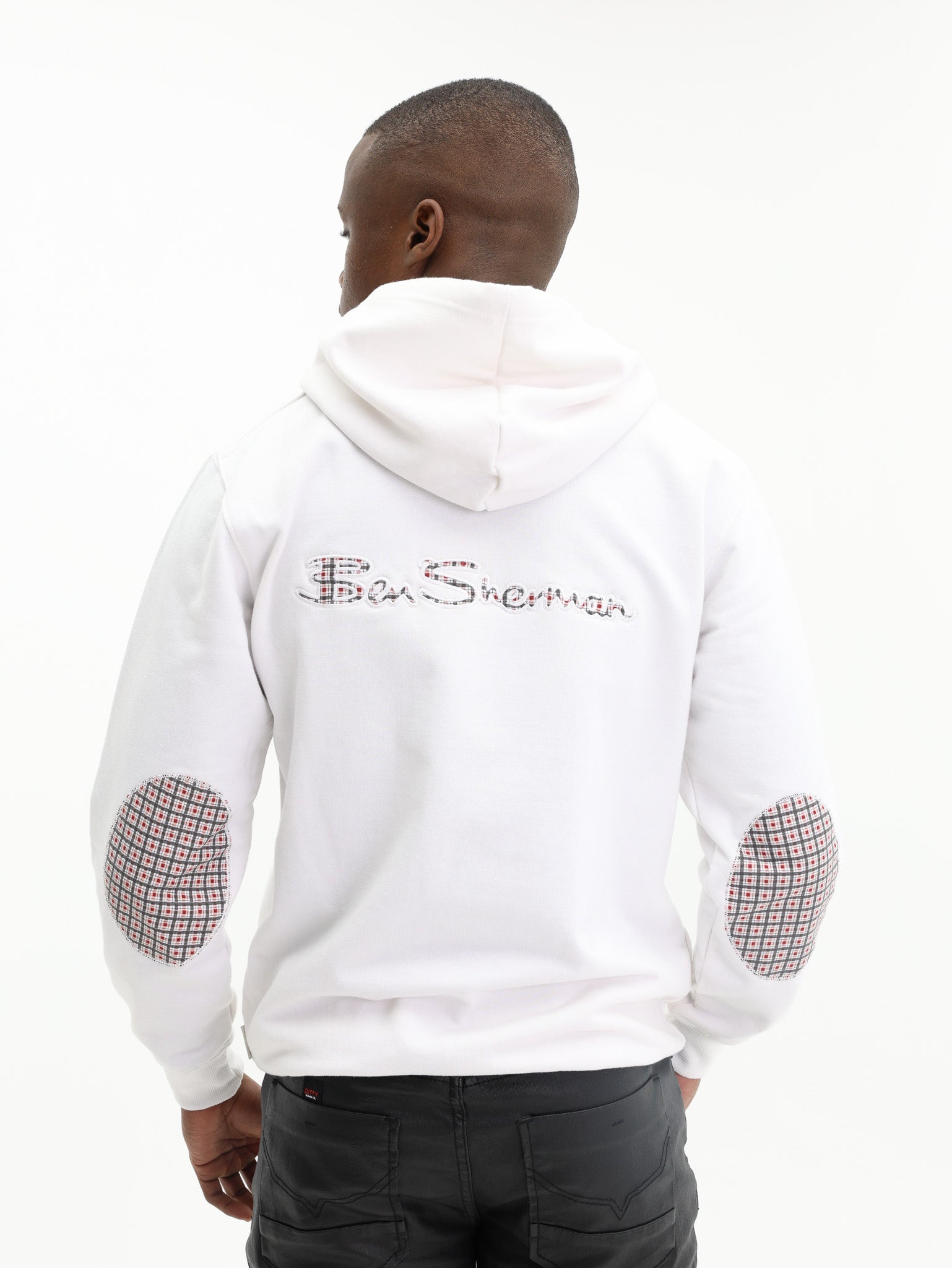 Ben Sherman Jacket Check Emb Zip Thru Hoodie White
